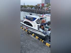 A sleek boat named 'Havana Hostel' is docked at the harbor, showcasing its stylish design and readiness for adventure.