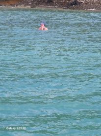 A snorkeler enjoys the clear turquoise waters, perfect for underwater exploration and marine life encounters.