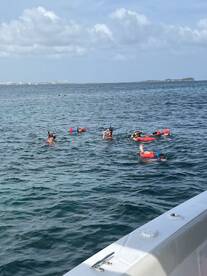 A group of snorkelers enjoys an exciting underwater adventure in clear ocean waters, showcasing the thrill of marine exploration.