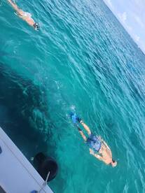 Two snorkelers explore the vibrant underwater world in crystal-clear waters, showcasing the excitement of aquatic adventures.